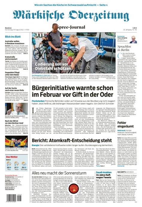 Märkische oder zeitung - FRANKFURT/ODER (dpa-AFX) - "Märkische Oderzeitung" zum EU-Gipfel: "Was im Gezerre um Waffengattungen, Durchschlagskraft und Milliardensummen für die …